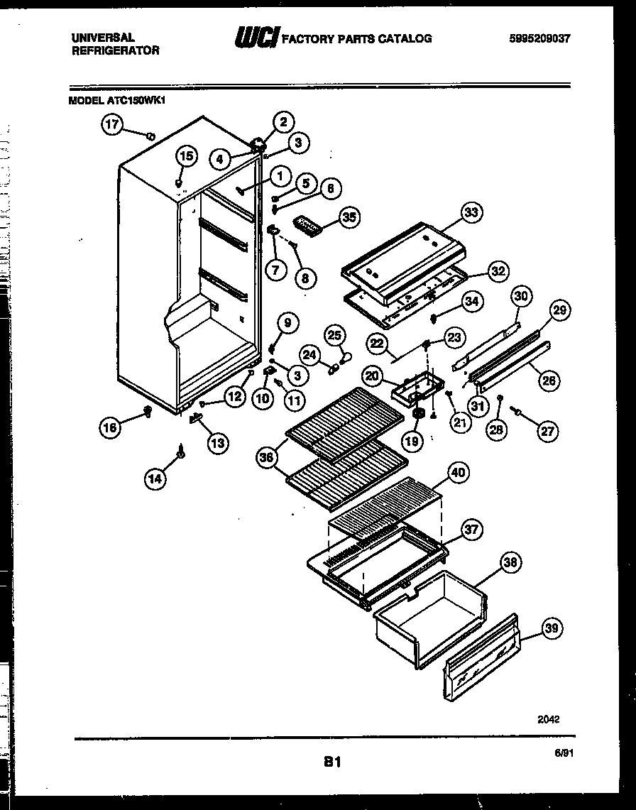 Frigidaire ATC150WKB1 cabinet parts diagram
