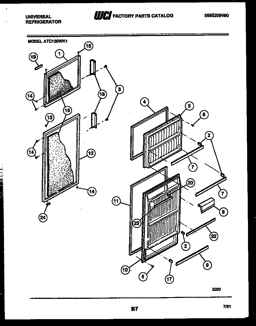 Frigidaire ATC130WKW1 door parts diagram