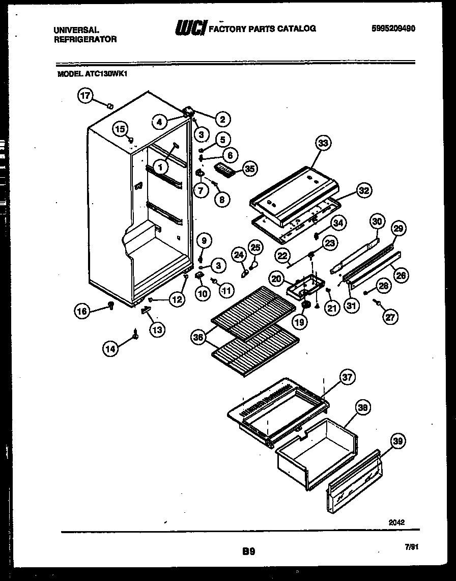 Frigidaire ATC130WKW1 cabinet parts diagram