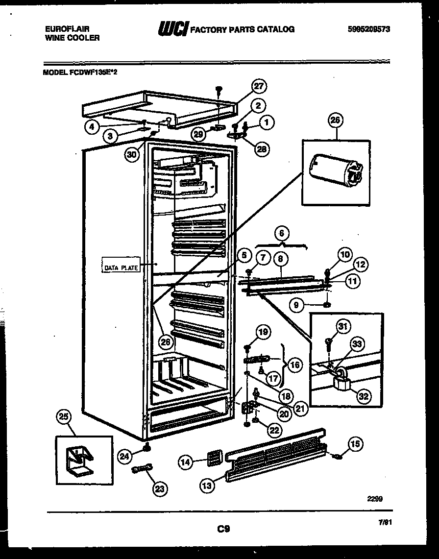 Frigidaire FCDWF135E2 cabinet parts diagram