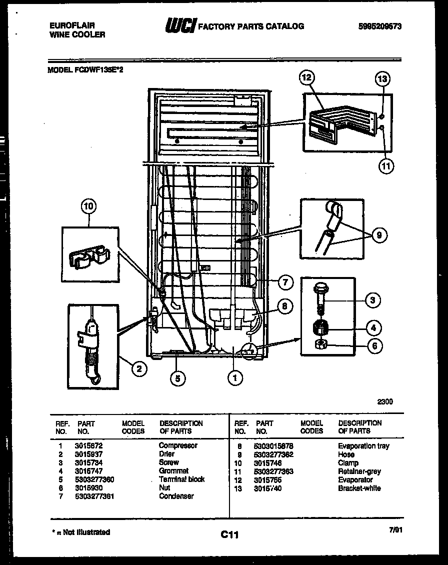 Frigidaire FCDWF135E2 system parts diagram