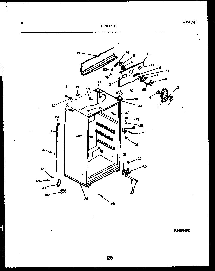 Frigidaire FPD17TPW0 cabinet parts diagram
