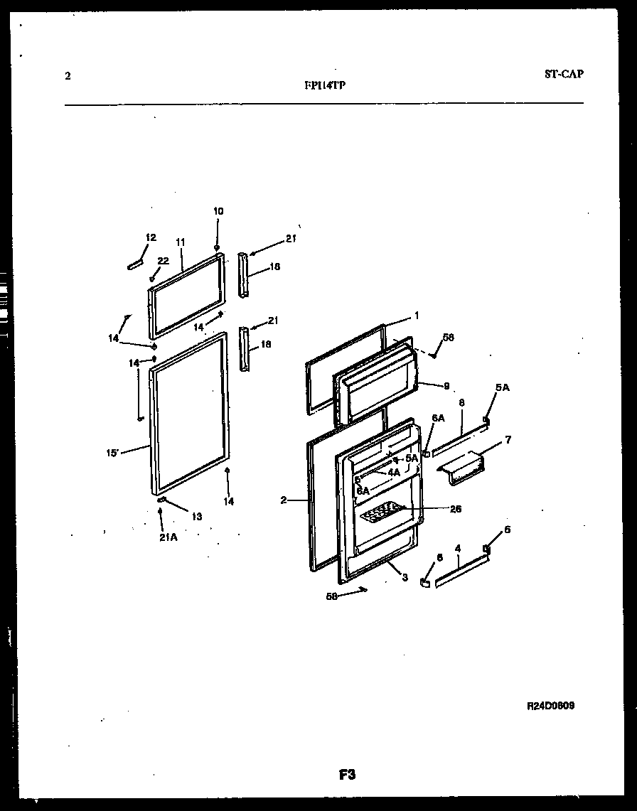 Frigidaire FPI14TPL0 door parts diagram