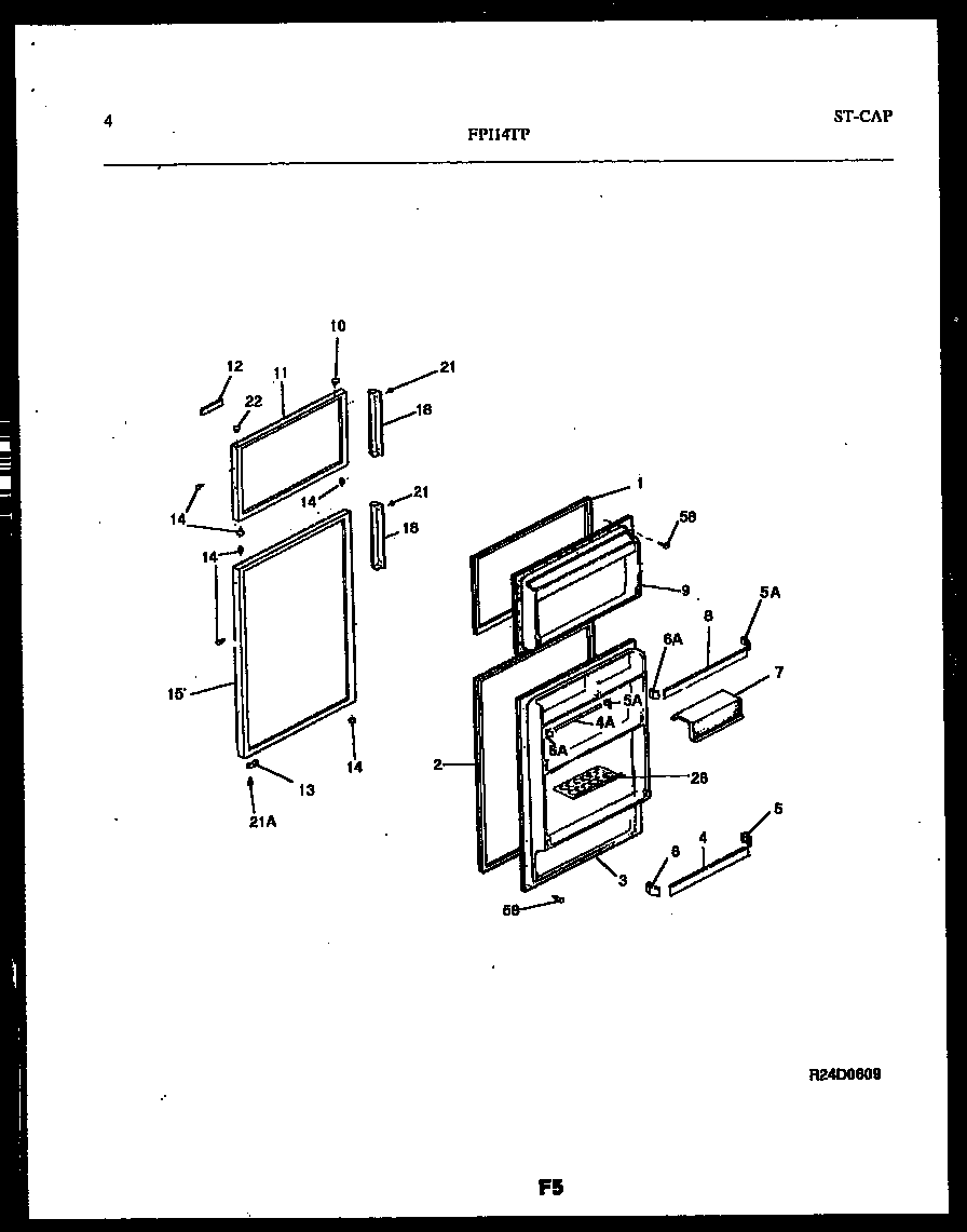 Frigidaire FPI14TPL0 door parts diagram