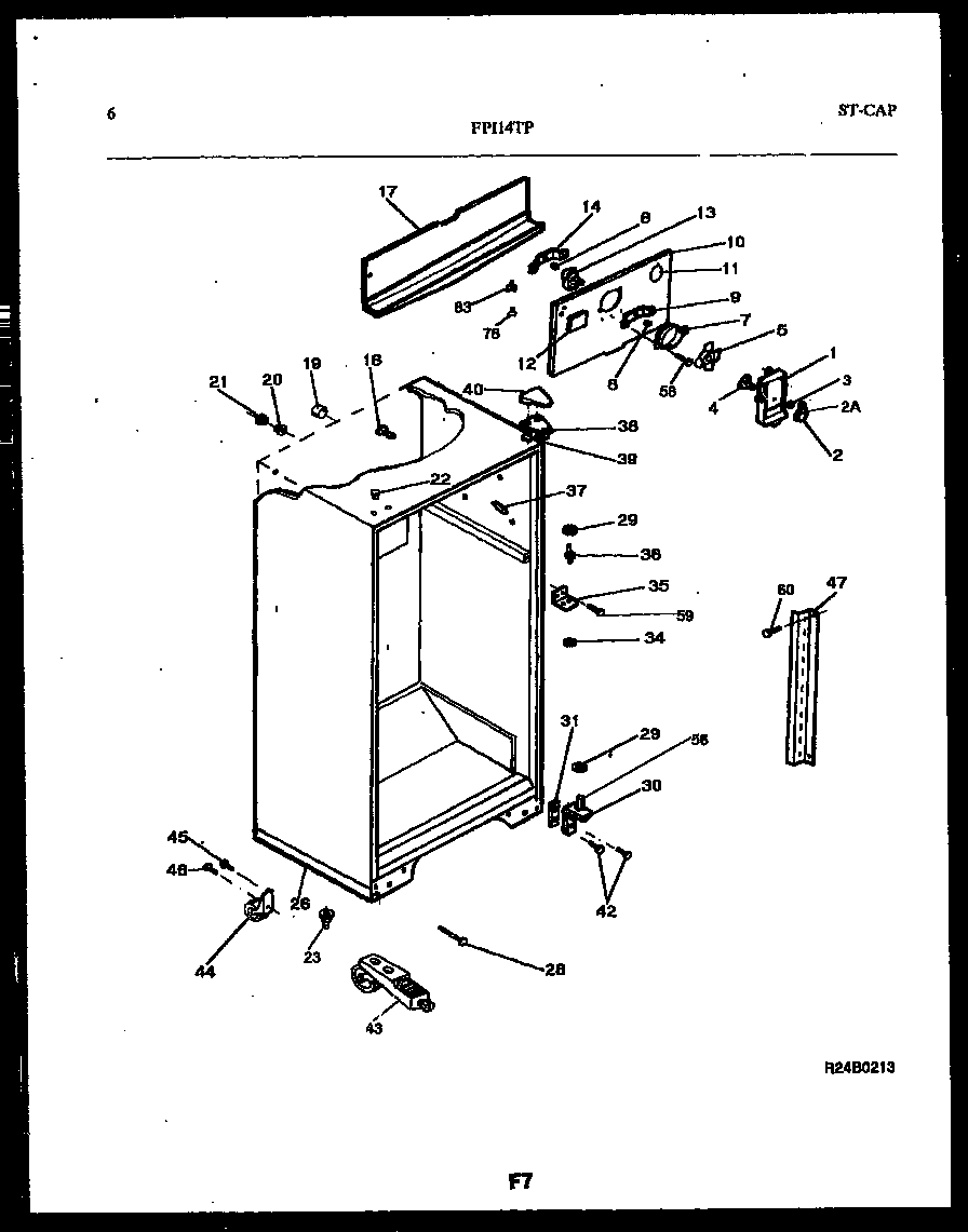 Frigidaire FPI14TPL0 cabinet parts diagram