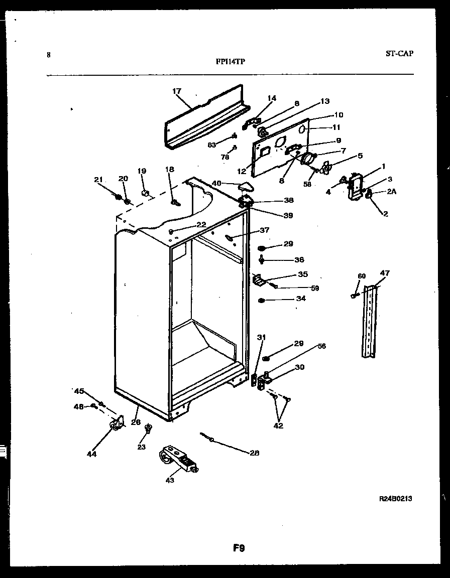 Frigidaire FPI14TPL0 cabinet parts diagram