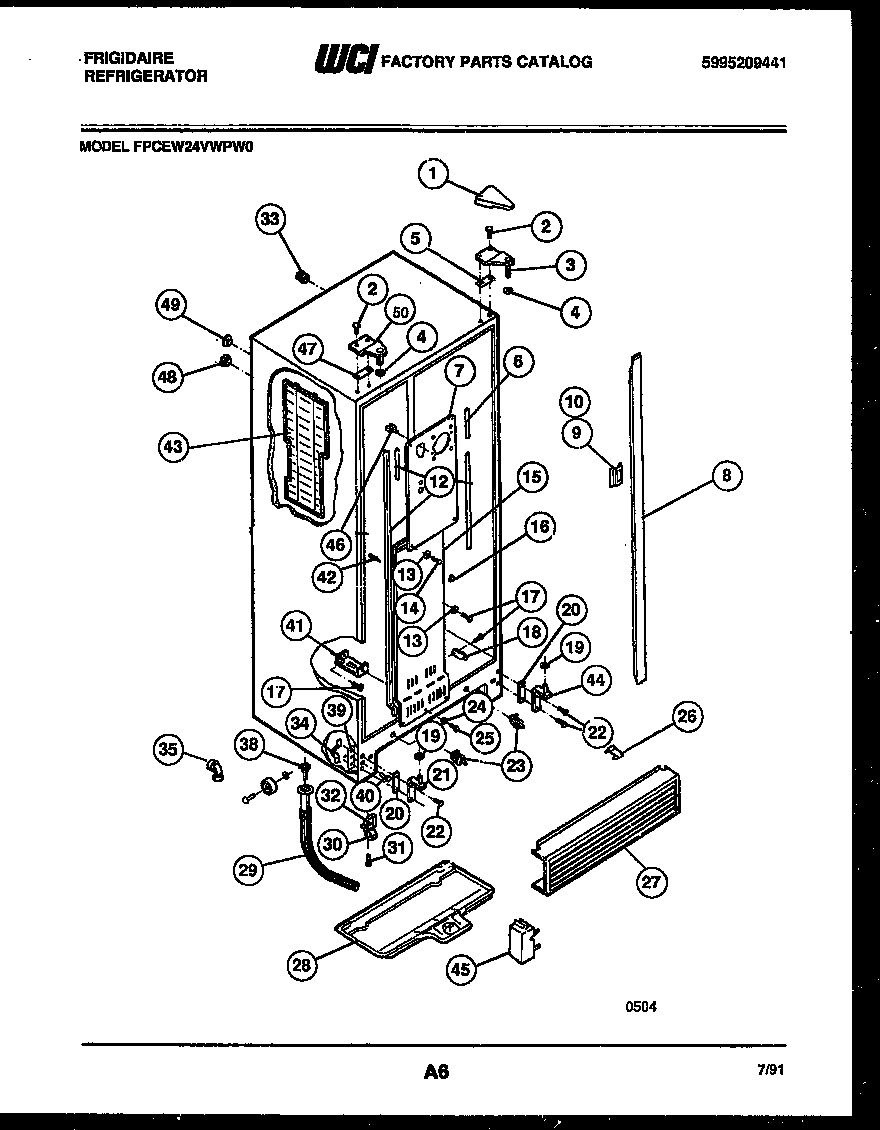 Frigidaire FPCEW24VWPW0 cabinet parts diagram