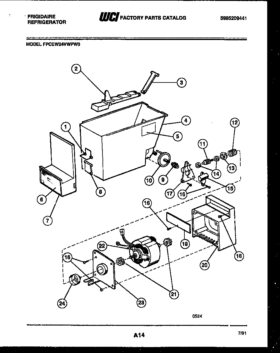 Frigidaire FPCEW24VWPW0 ice dispenser diagram