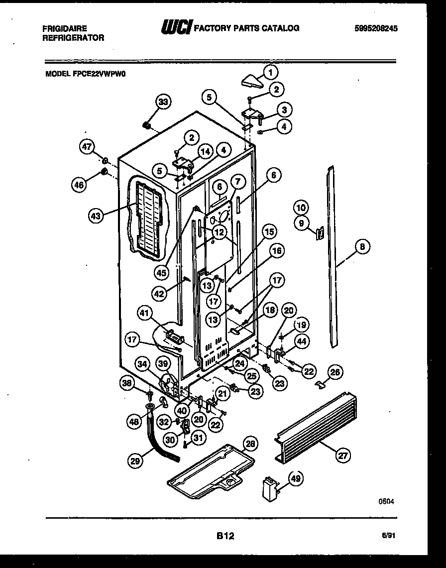 Frigidaire FPCE22VWPW0 cabinet parts diagram