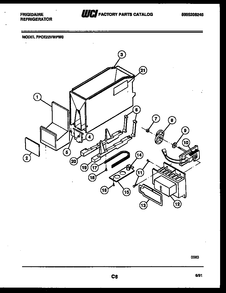 Frigidaire FPCE22VWPW0 ice dispenser diagram