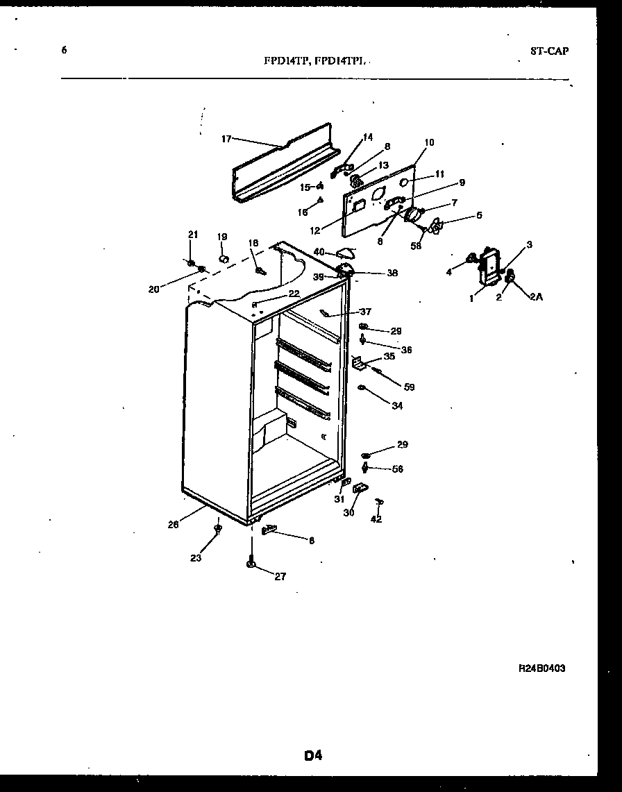 Frigidaire FPD14TPH0 cabinet parts diagram