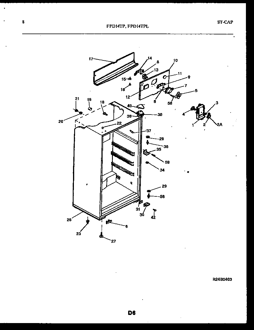 Frigidaire FPD14TPH0 cabinet parts diagram