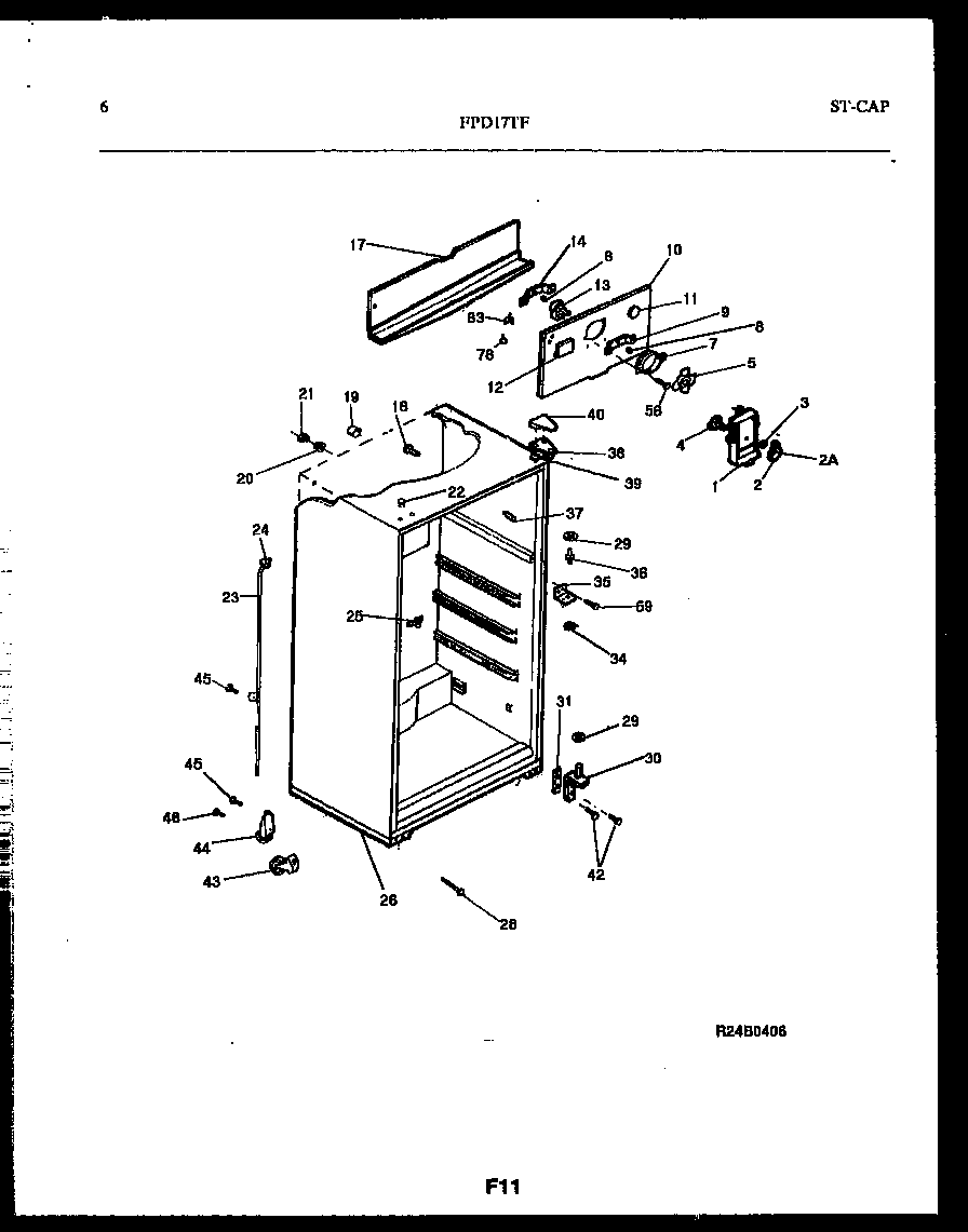Frigidaire FPD17TFW1 cabinet parts diagram