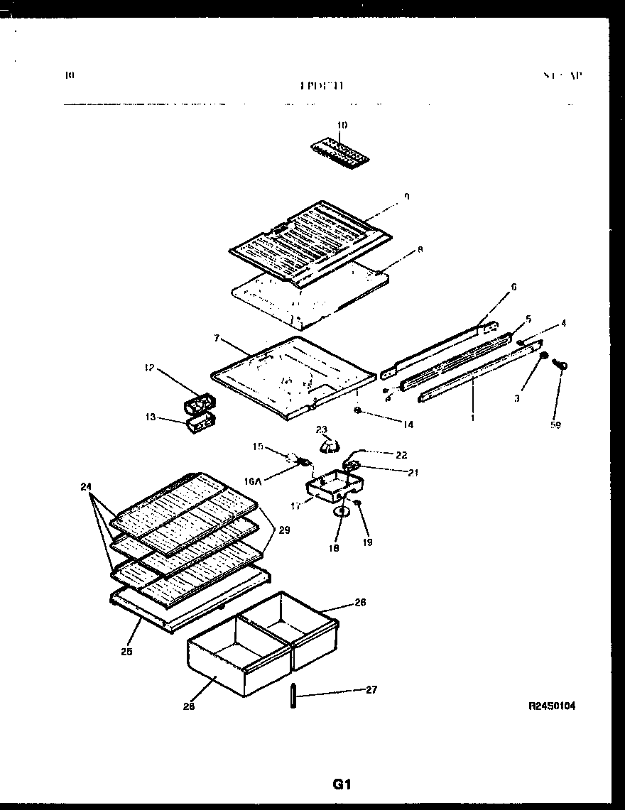 Frigidaire FPD17TFW1 shelves and supports diagram