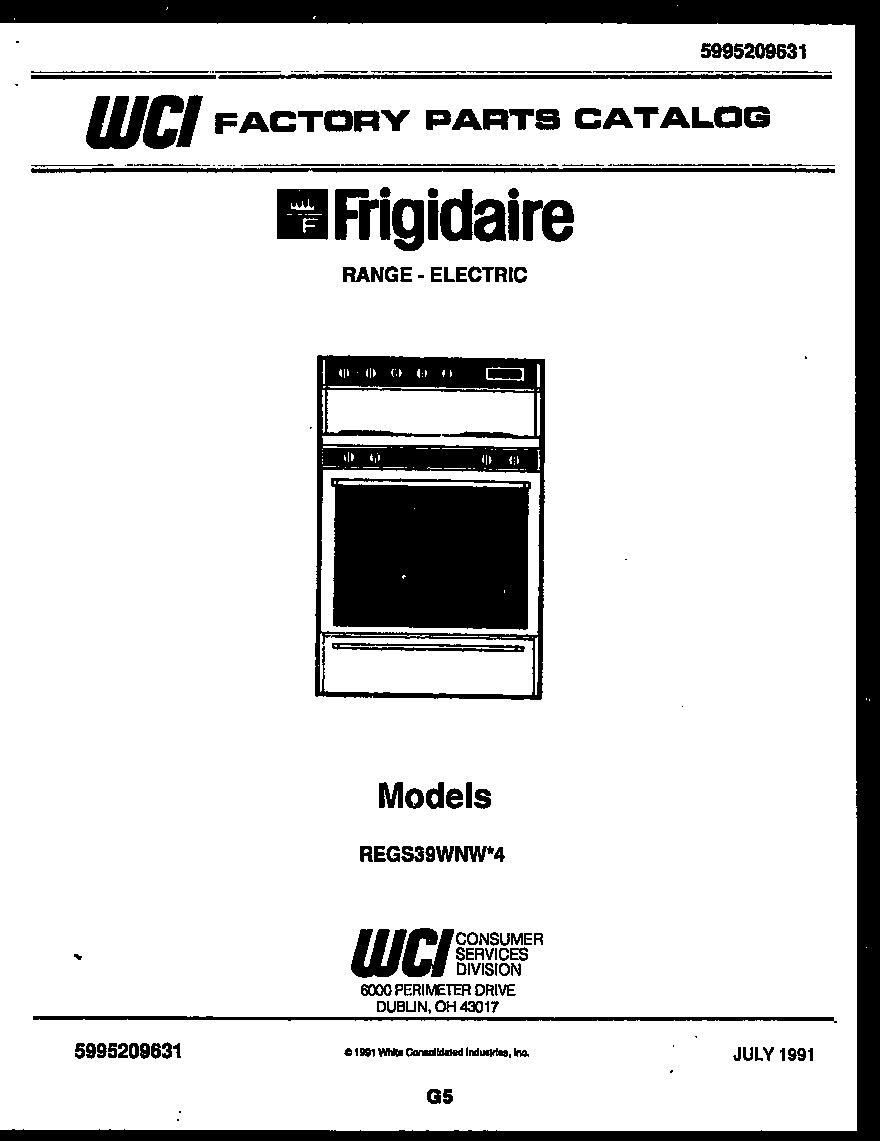 Frigidaire REGS39WNW4 cover diagram