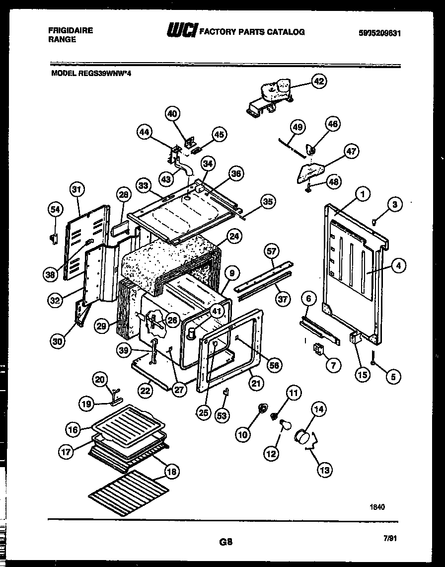 Frigidaire REGS39WNW4 body parts diagram