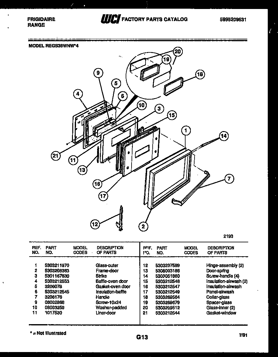 Frigidaire REGS39WNW4 door parts diagram