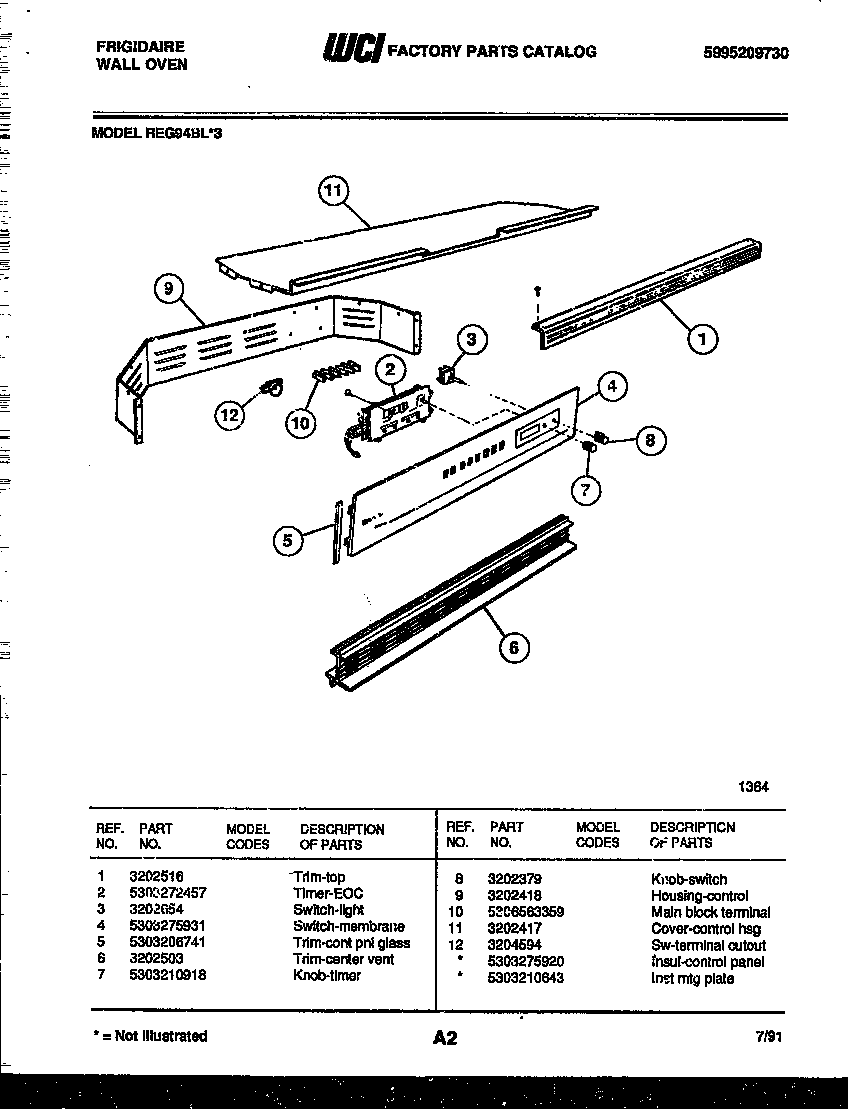 Frigidaire REG94BL3 control panel diagram