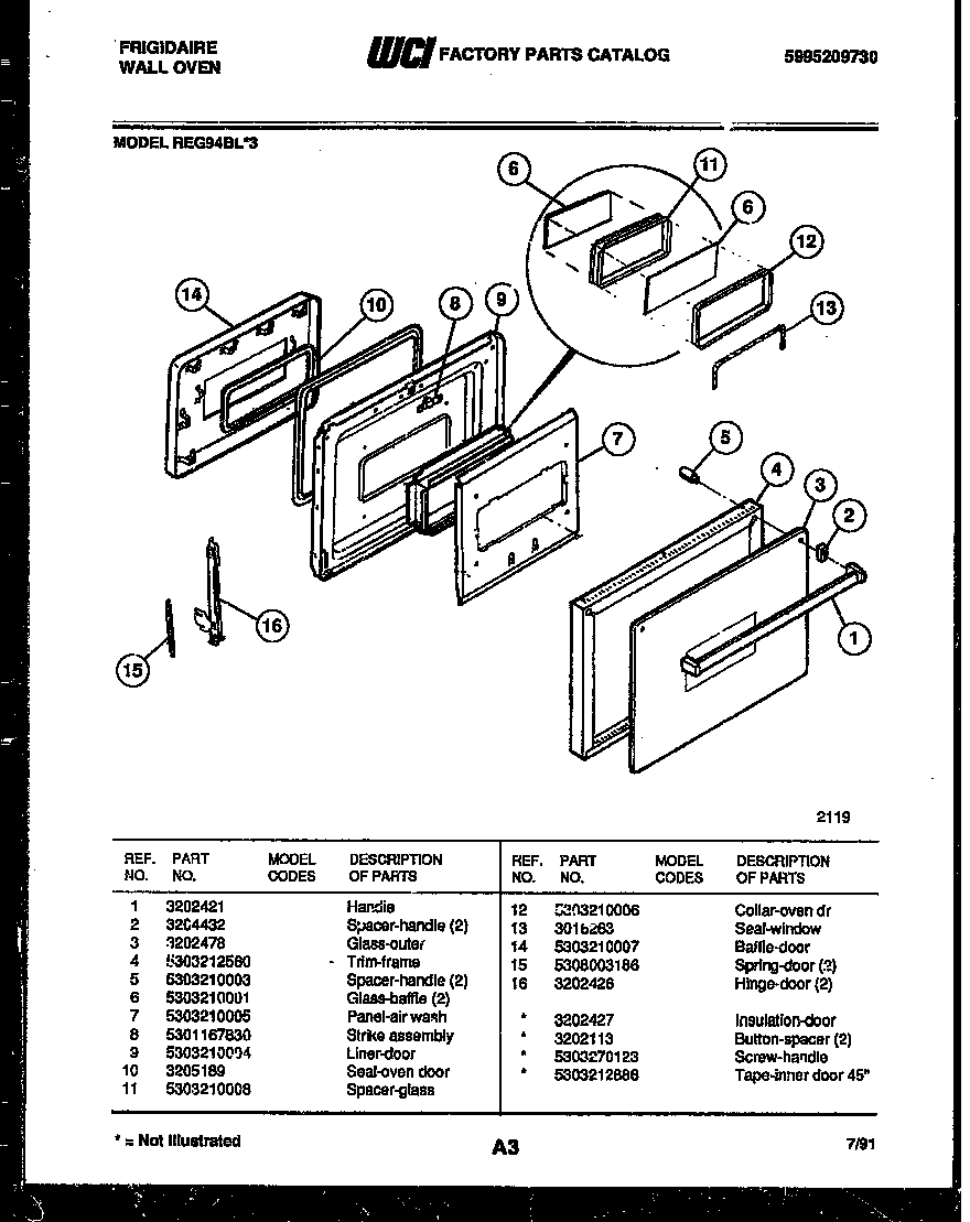Frigidaire REG94BL3 door parts diagram