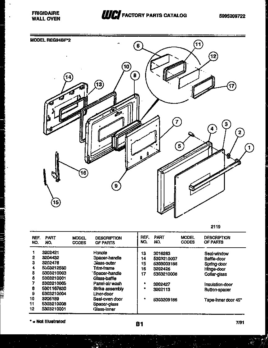 Frigidaire REG94BF2 door parts diagram