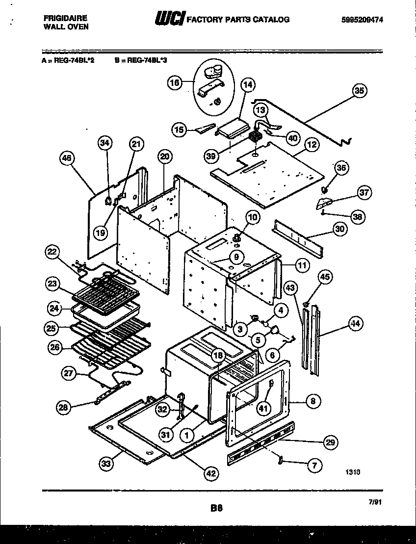 Frigidaire REG74BL3 body parts diagram