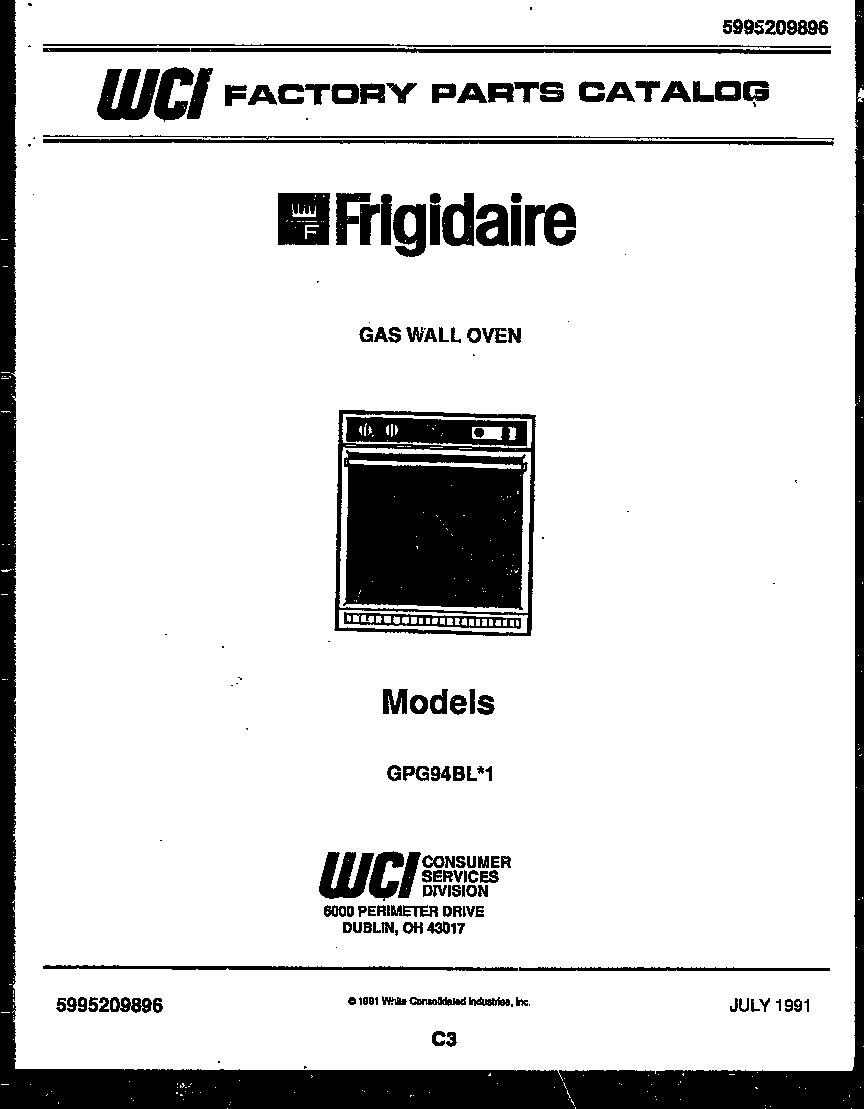 Frigidaire GPG94BL1 cover diagram