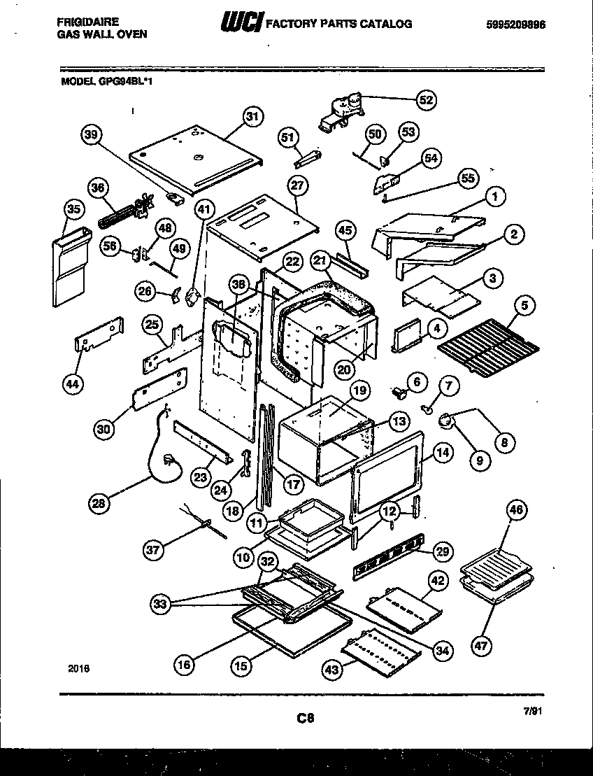 Frigidaire GPG94BL1 body parts diagram
