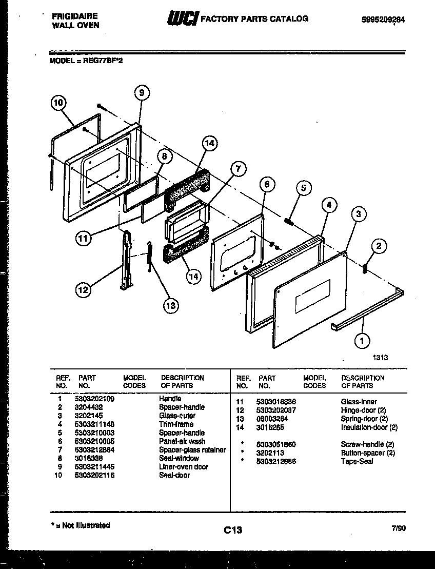 Frigidaire REG77BF2 door parts diagram