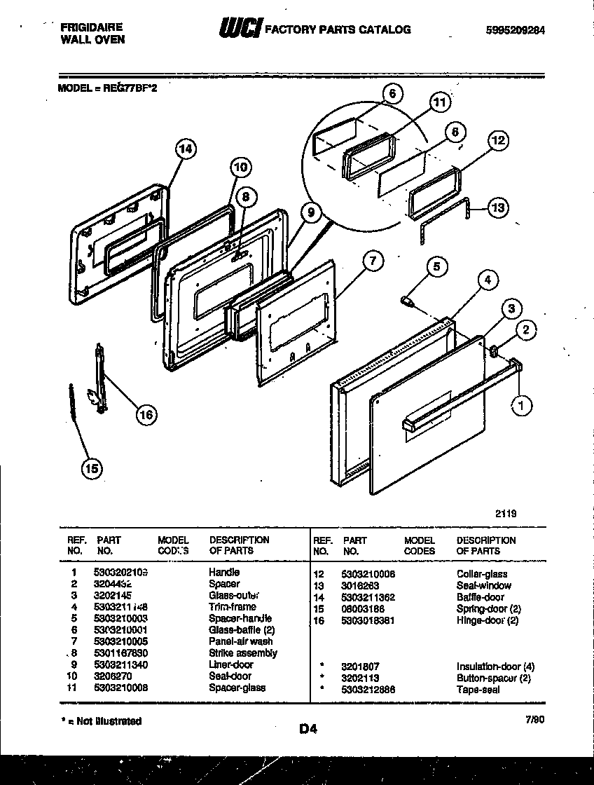 Frigidaire REG77BF2 door parts diagram