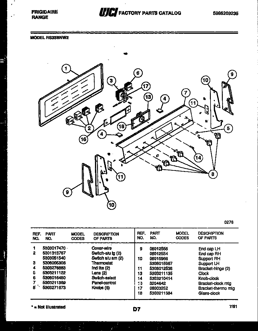 Frigidaire RS33BNW2 control panel diagram