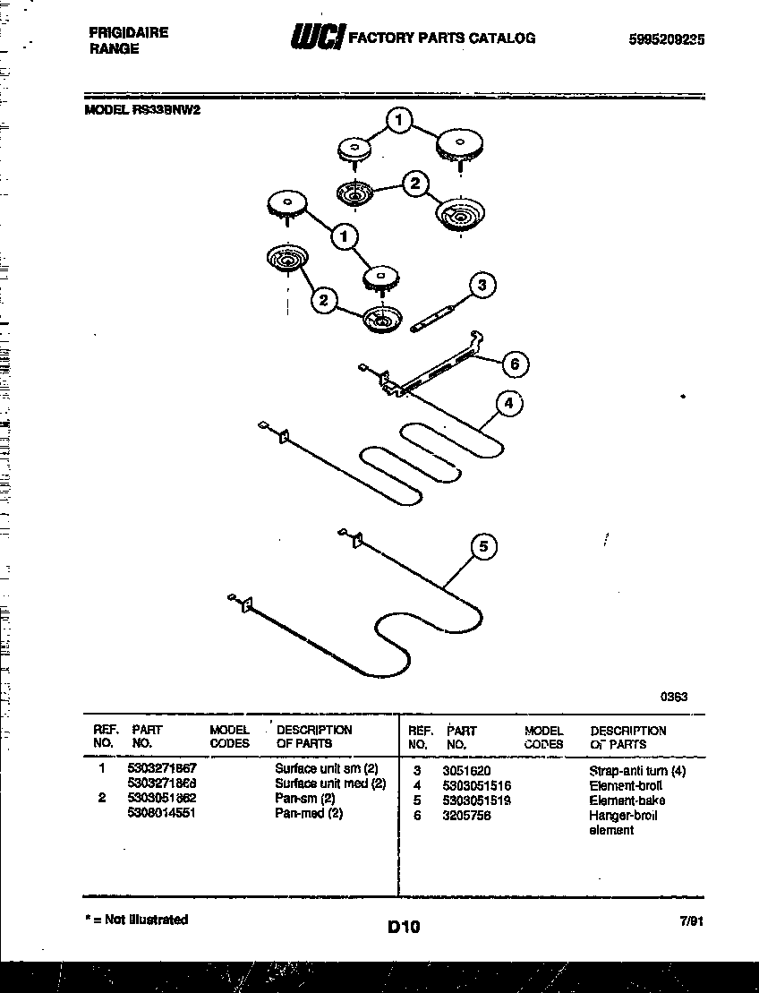 Frigidaire RS33BNW2 broiler parts diagram