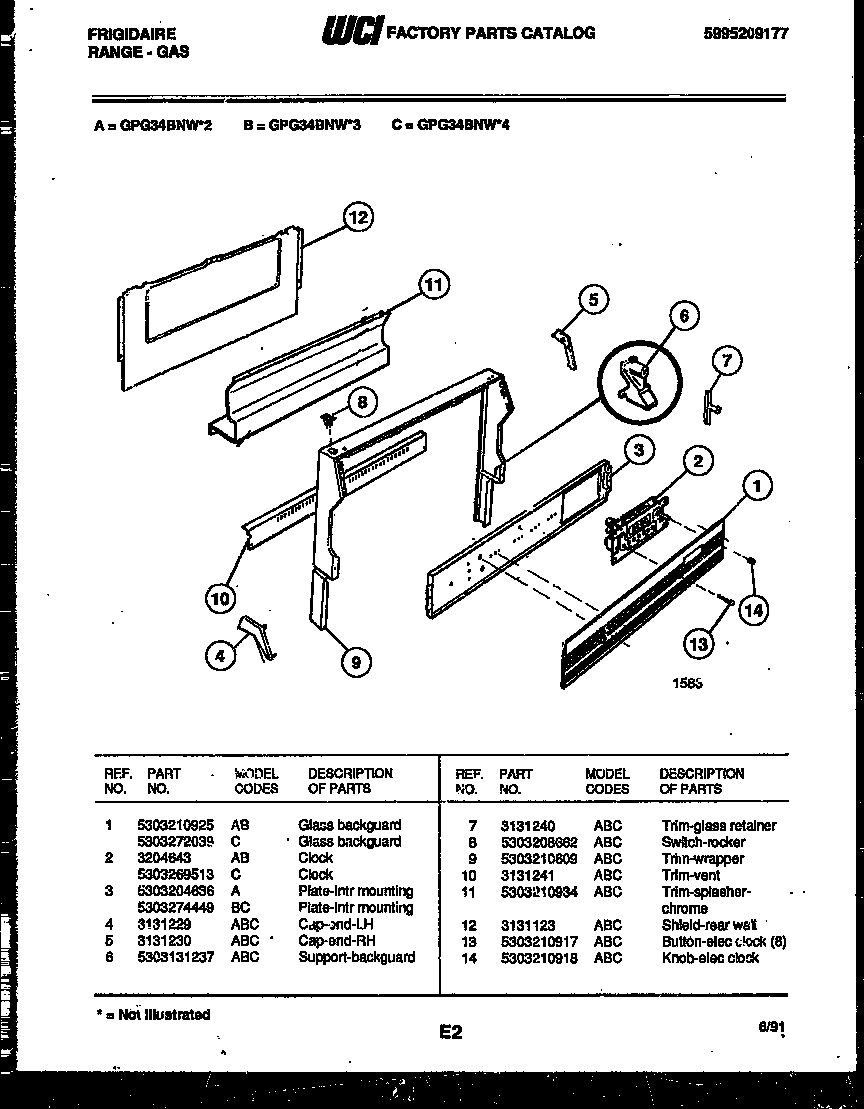 Frigidaire GPG34BNL3 backguard diagram