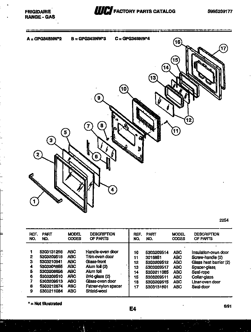 Frigidaire GPG34BNL3 door parts diagram