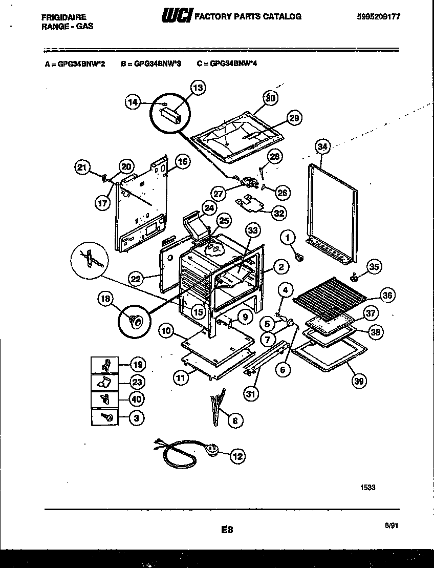 Frigidaire GPG34BNL3 body parts diagram