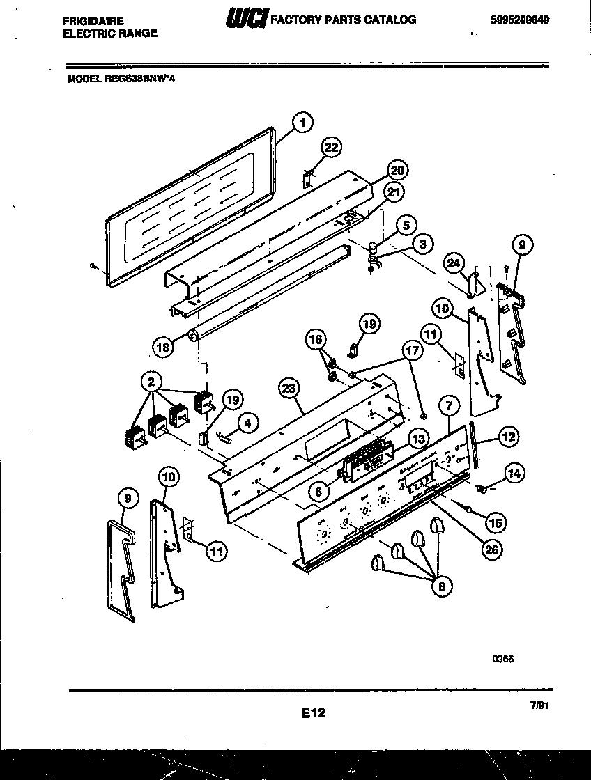 Frigidaire REGS38BNL4 backguard diagram