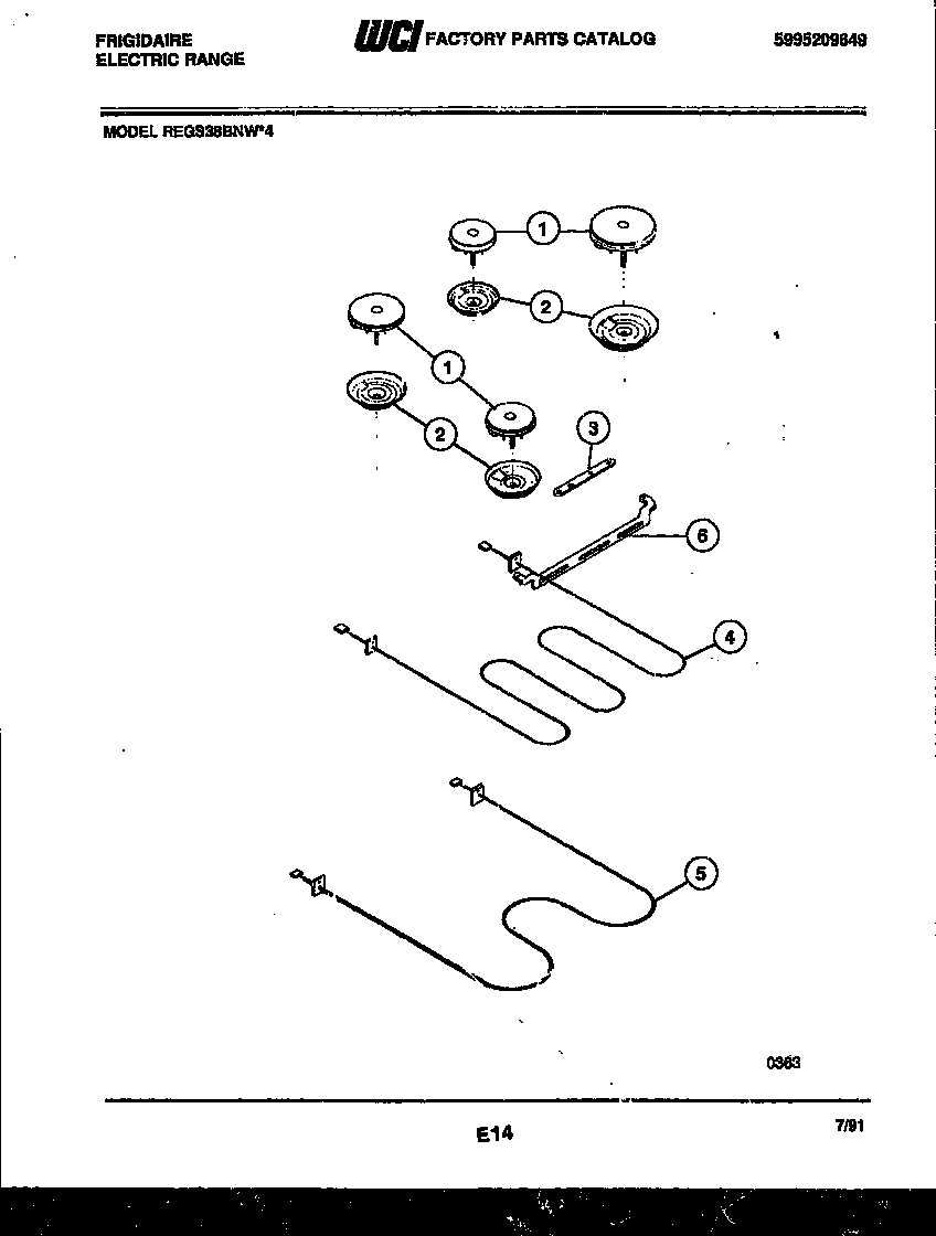 Frigidaire REGS38BNL4 broiler parts diagram