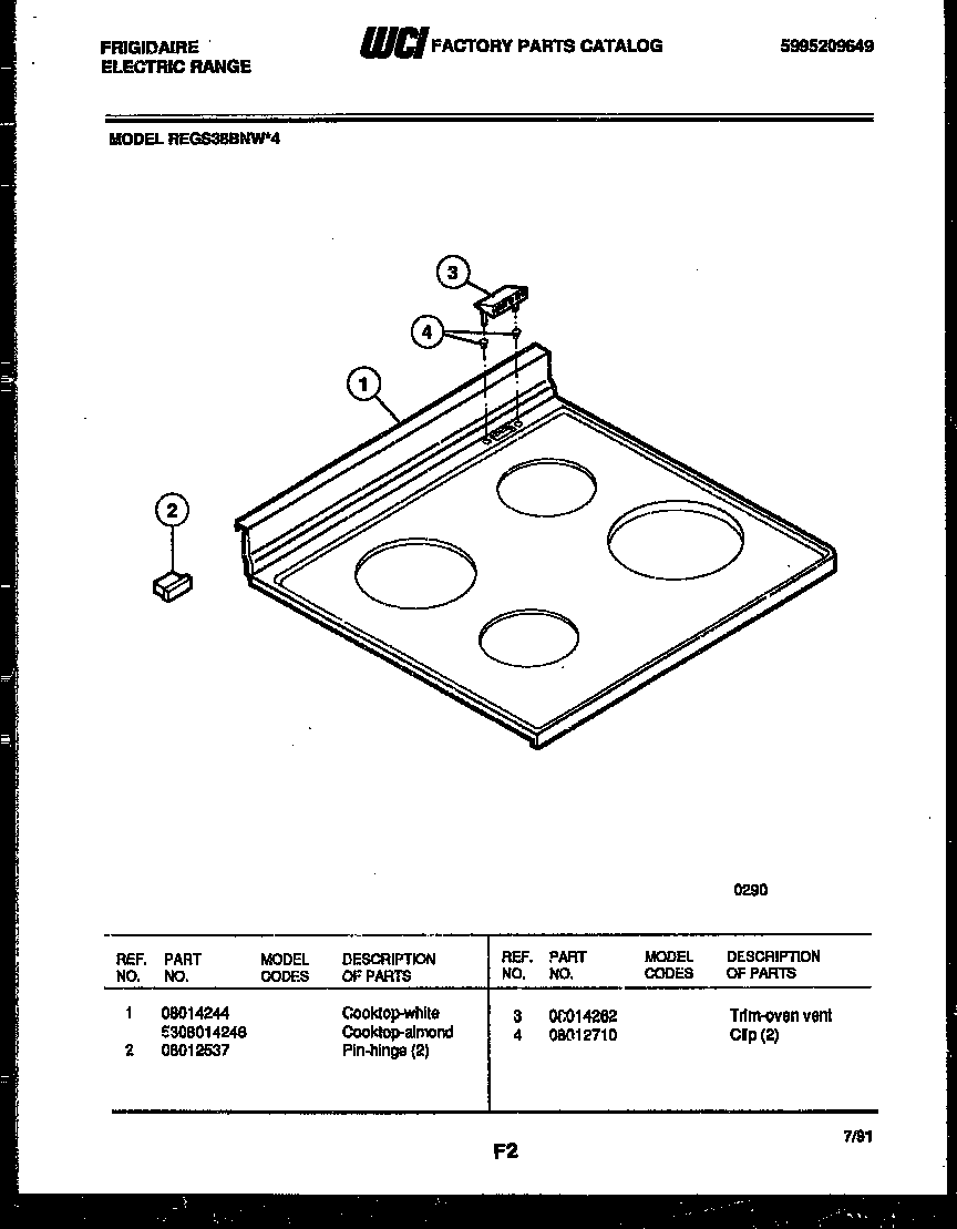 Frigidaire REGS38BNL4 cooktop parts diagram