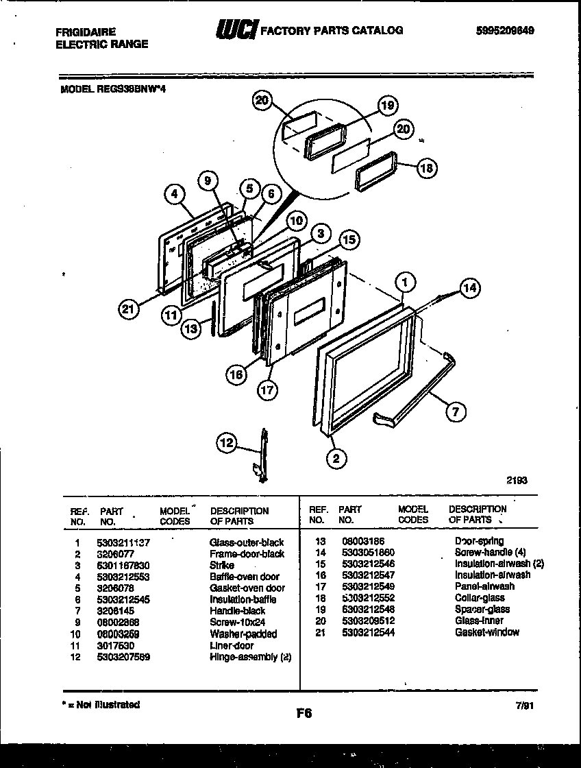 Frigidaire REGS38BNL4 door parts diagram