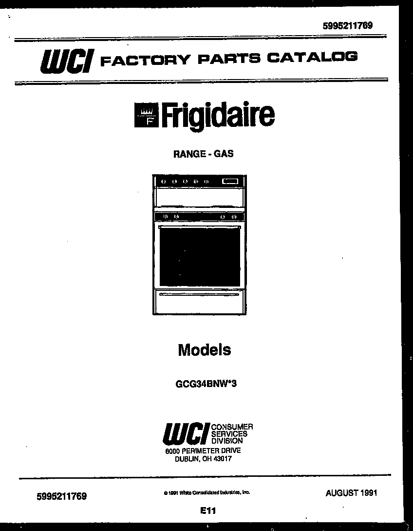 Frigidaire GCG34BNL3 cover diagram