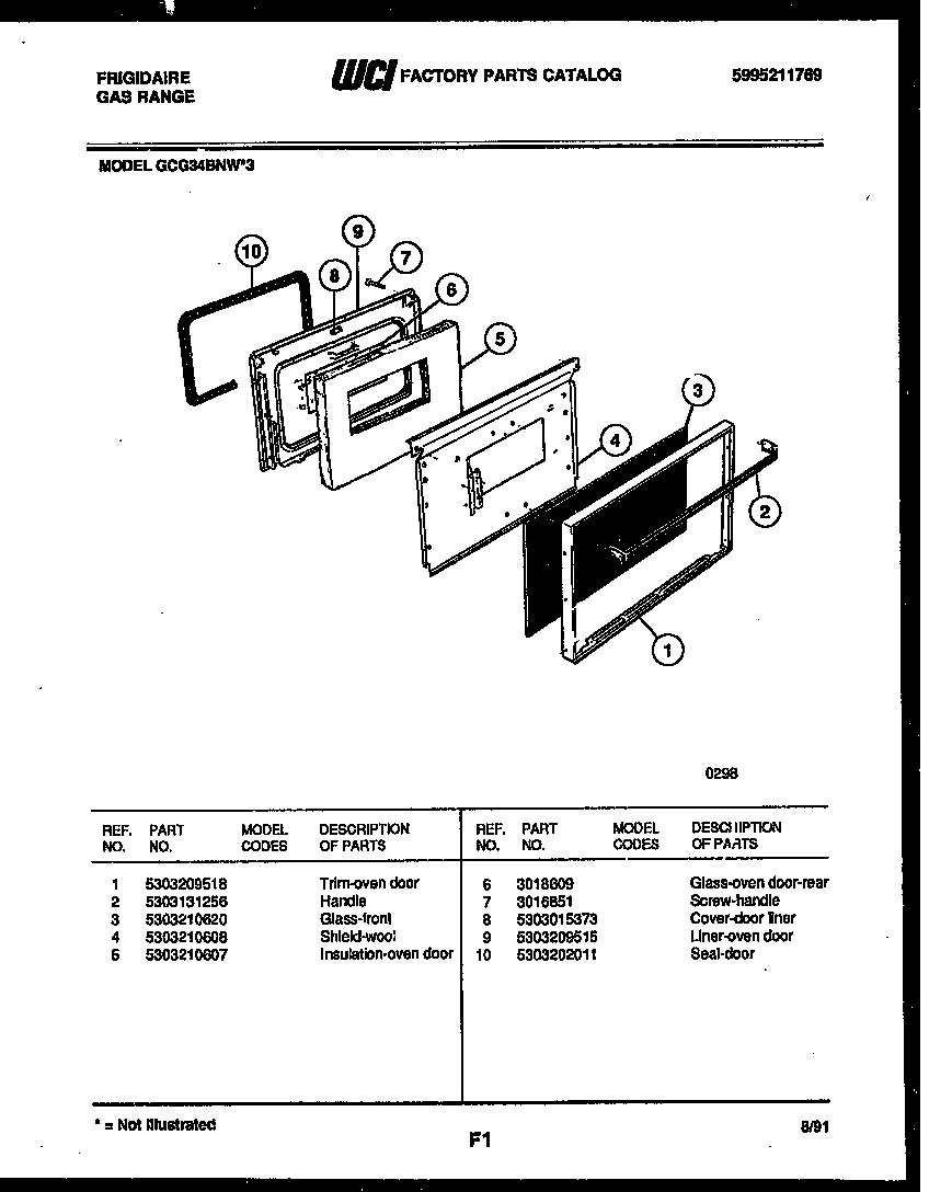 Frigidaire GCG34BNL3 door parts diagram