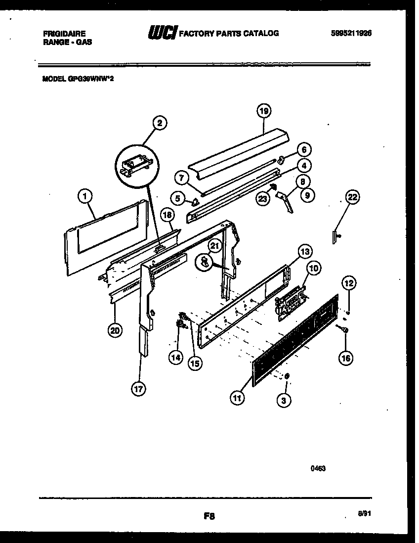 Frigidaire GPG39WNW2 backguard diagram