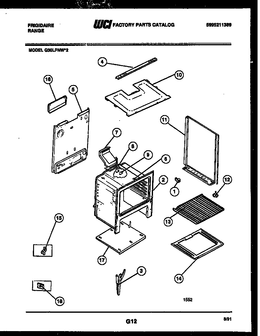 Frigidaire G30LPNW2 body parts diagram