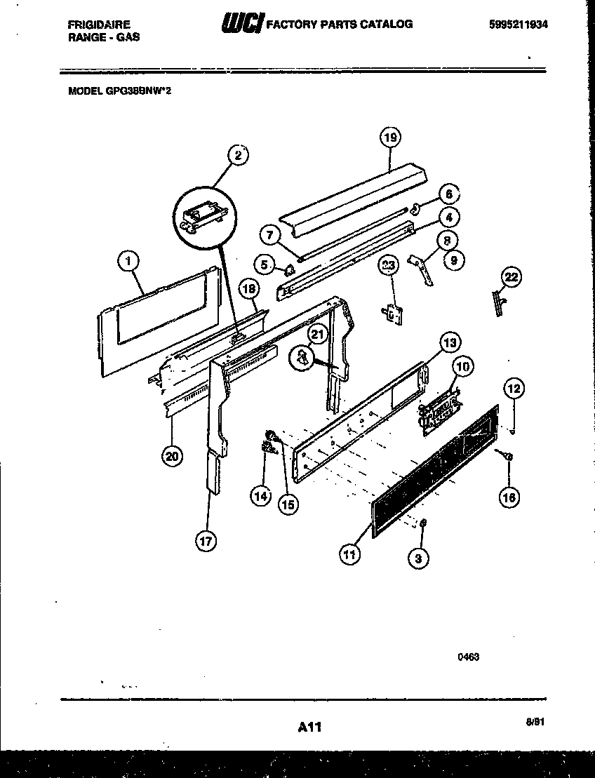 Frigidaire GPG38BNW2 backguard diagram