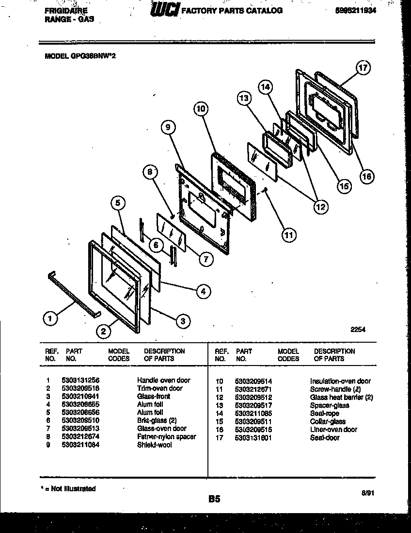 Frigidaire GPG38BNW2 door parts diagram