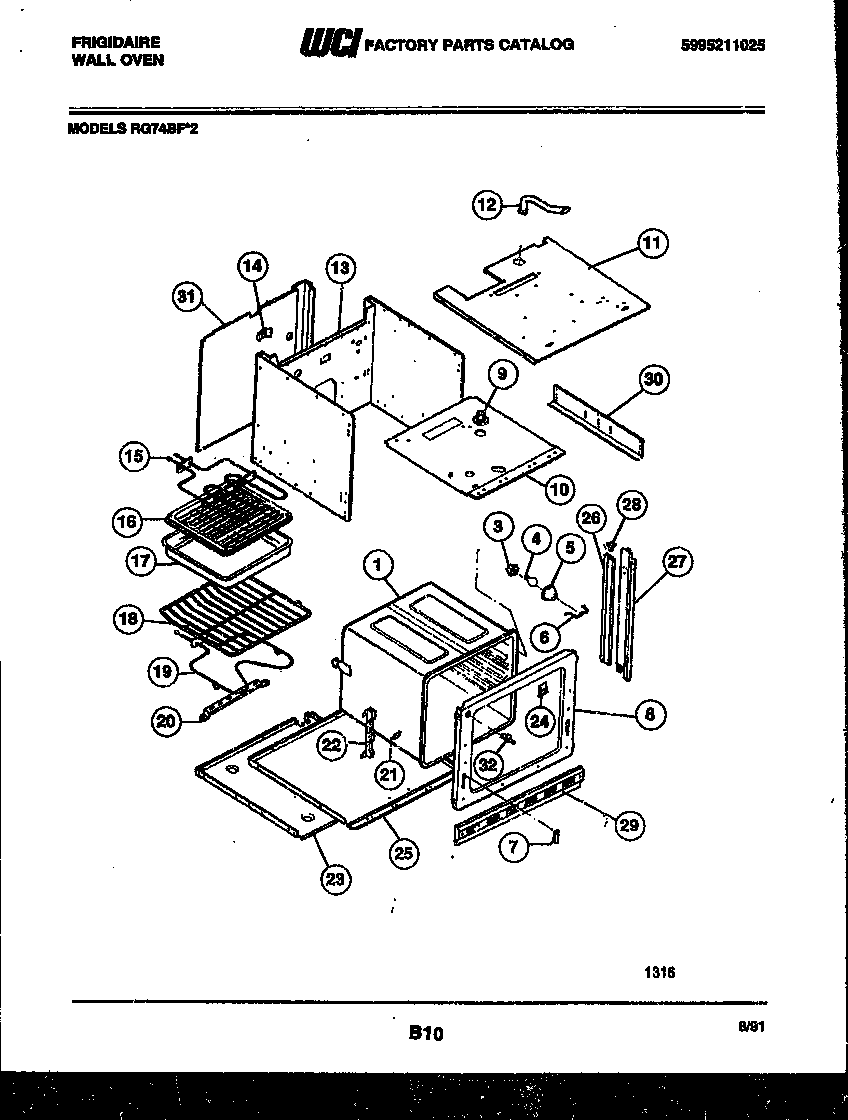 Frigidaire RG74BF2 body parts diagram