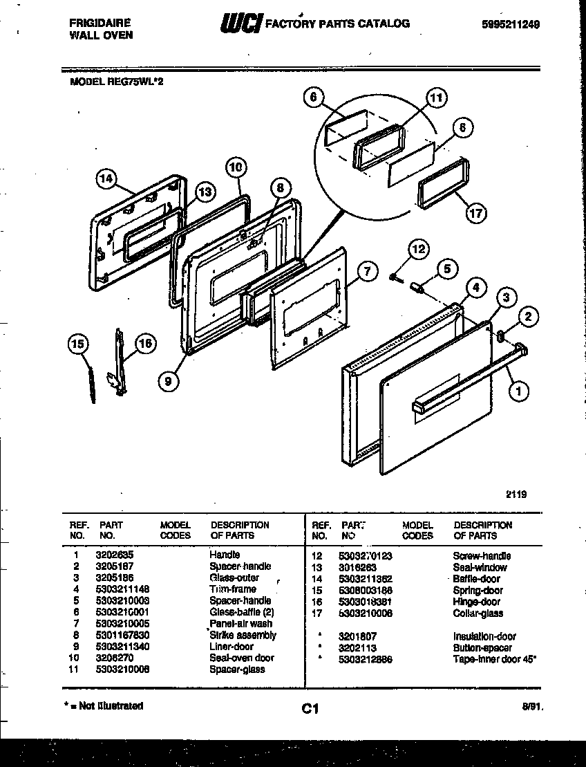 Frigidaire REG75WL2 door parts diagram