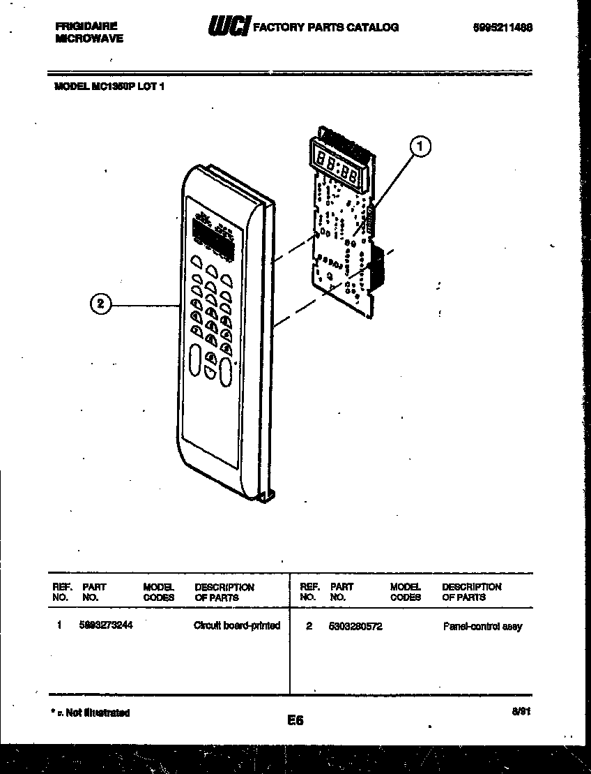 Frigidaire MC1350P1 control panel diagram