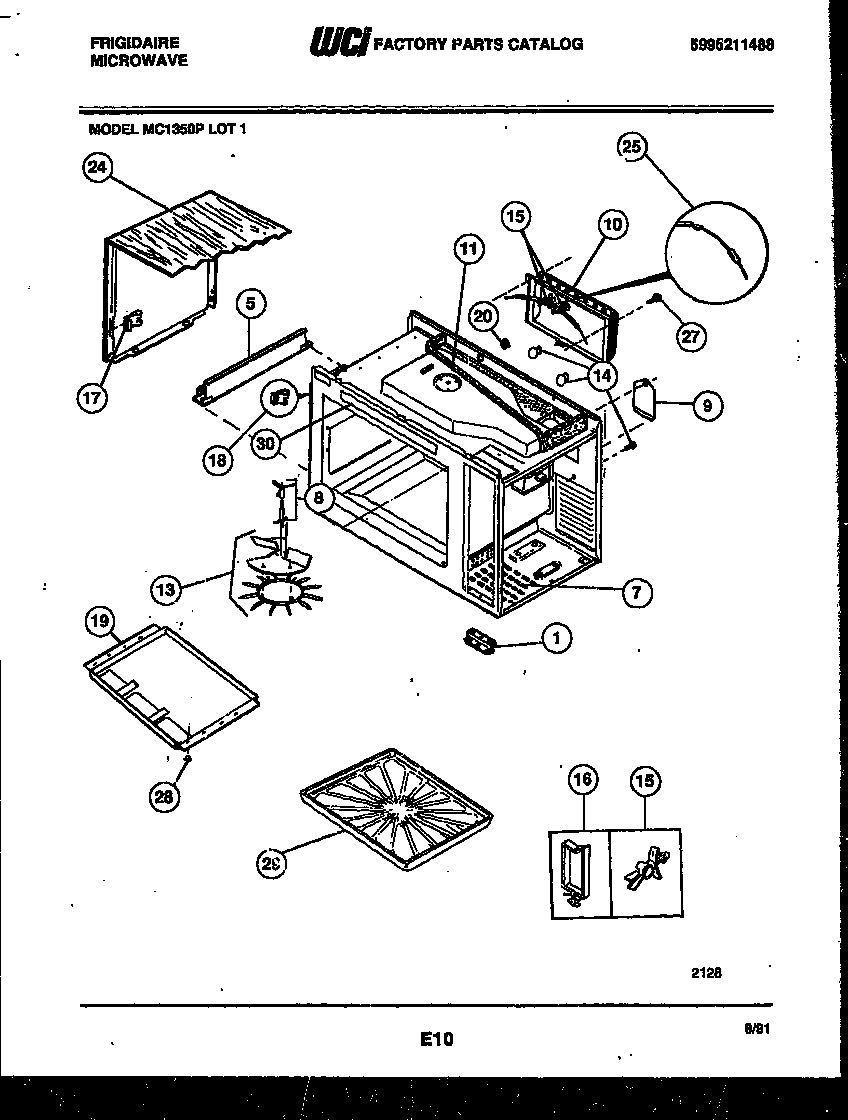 Frigidaire MC1350P1 wrapper and body parts diagram