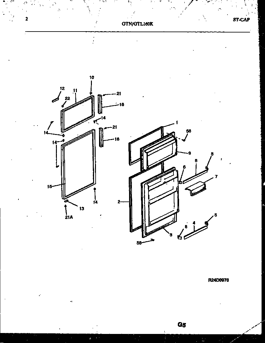 Tappan GTL160HK0 door parts diagram