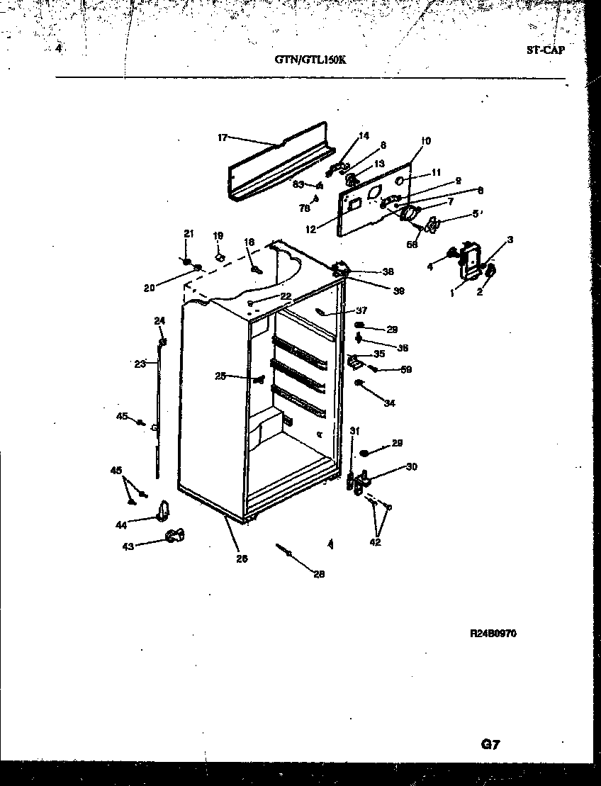 Tappan GTL160HK0 cabinet parts diagram